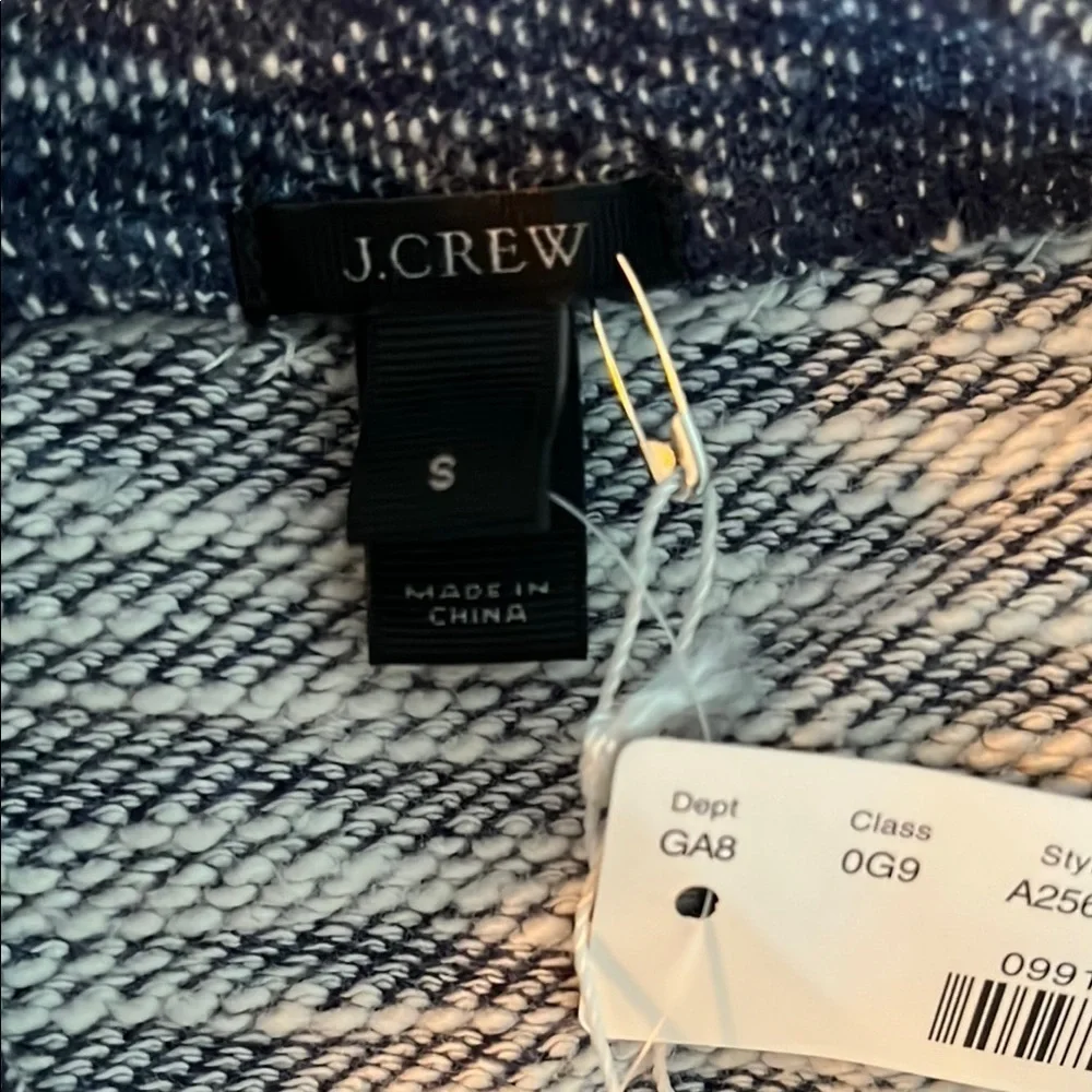 NWT J. Crew Blue and White Heathered Knit Sweater with Embellishments - Sz Small